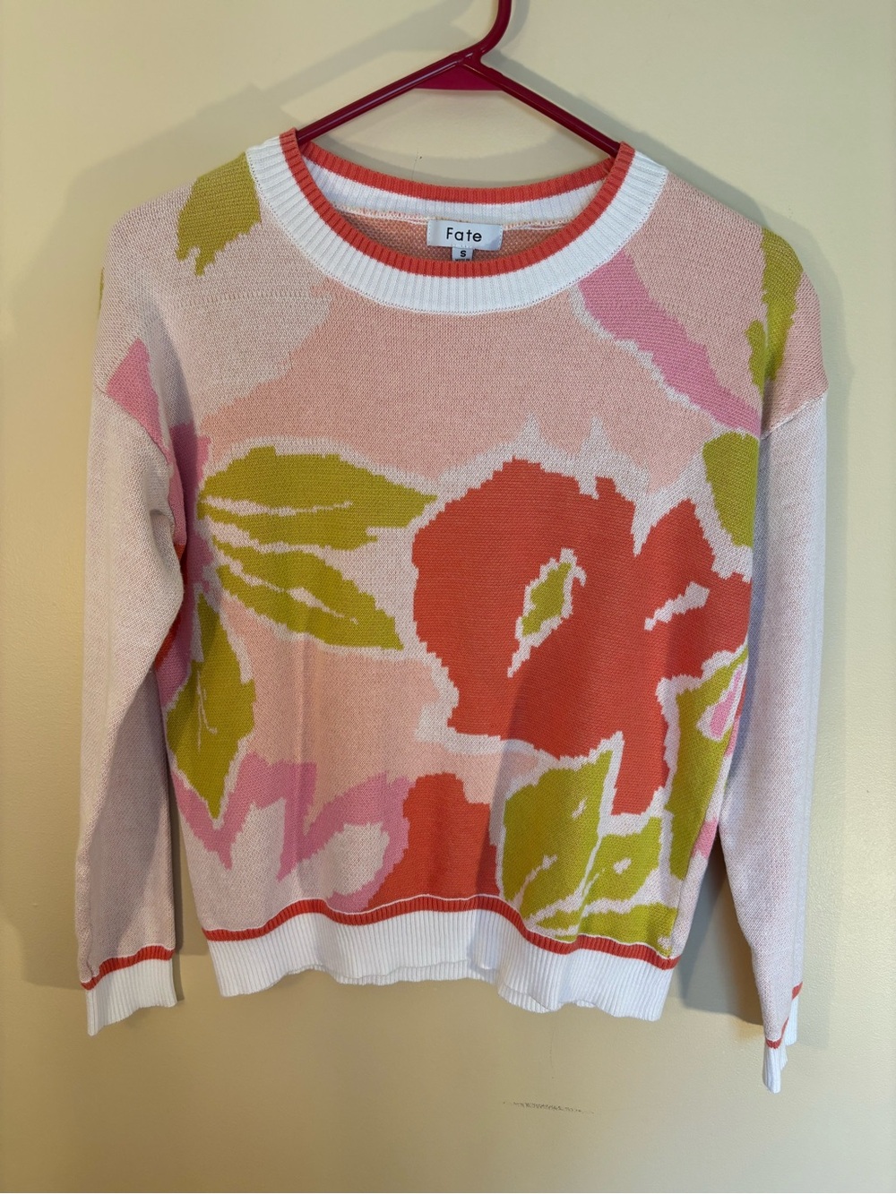 Fate Coral & Pink Floral Crewneck Sweater